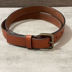 NWT Timberland Brown All Leather Brass Buckle 1" Wide Waist Belt Unisex XL 43"TL